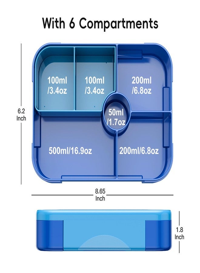Winproper Lunch Box Kids Bento Box, Leakproof Bento Lunch Box with 6 Compartments, BPA-Free Lunch Containers for Adults/Kids/Students, 40 oz Portable On-the-Go Meal and Snack Packing - Blue - Image 5